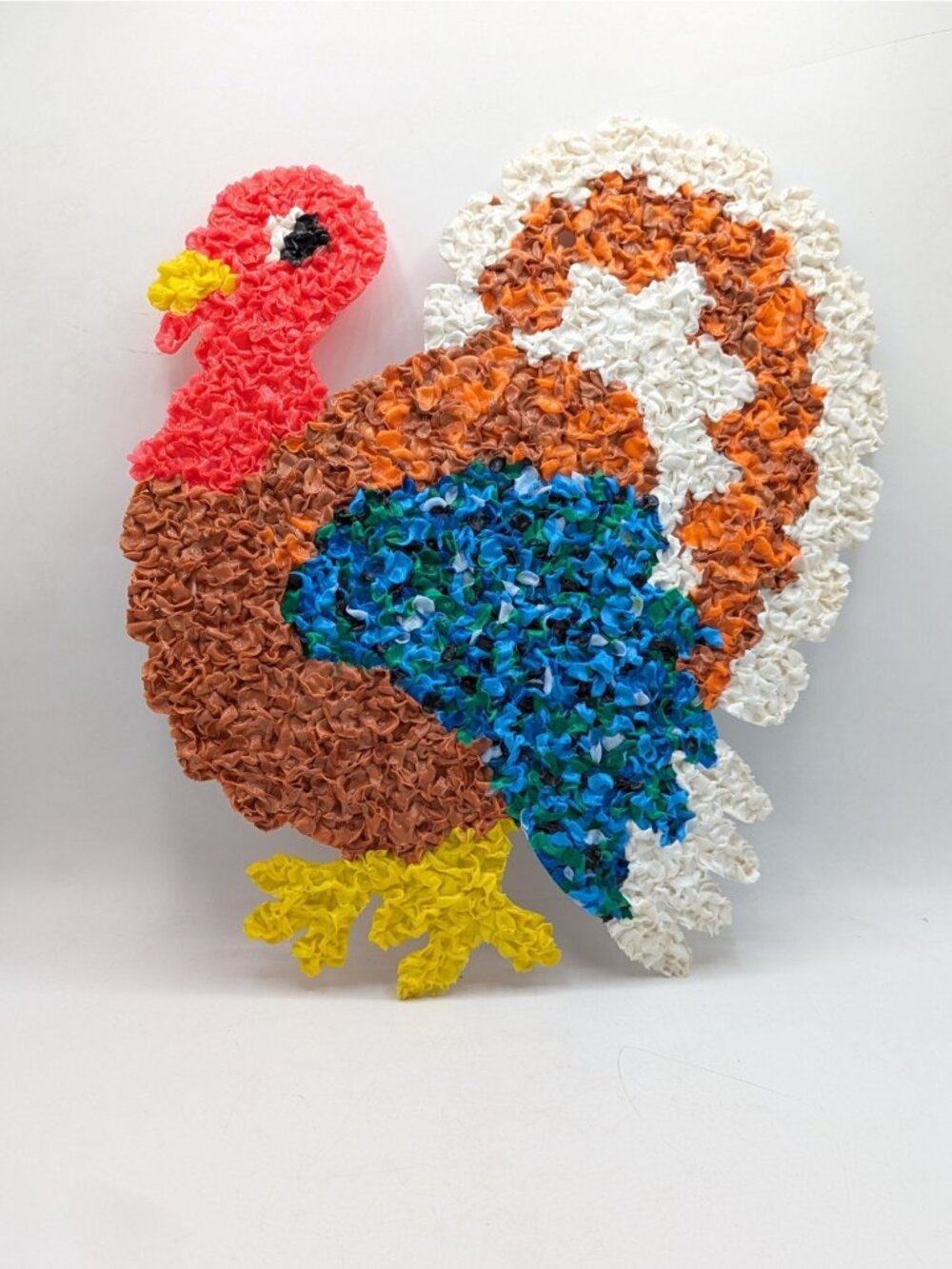 Vintage Melted Popcorn Art Wall Decor Thanksgiving Plastic Turkey 15"